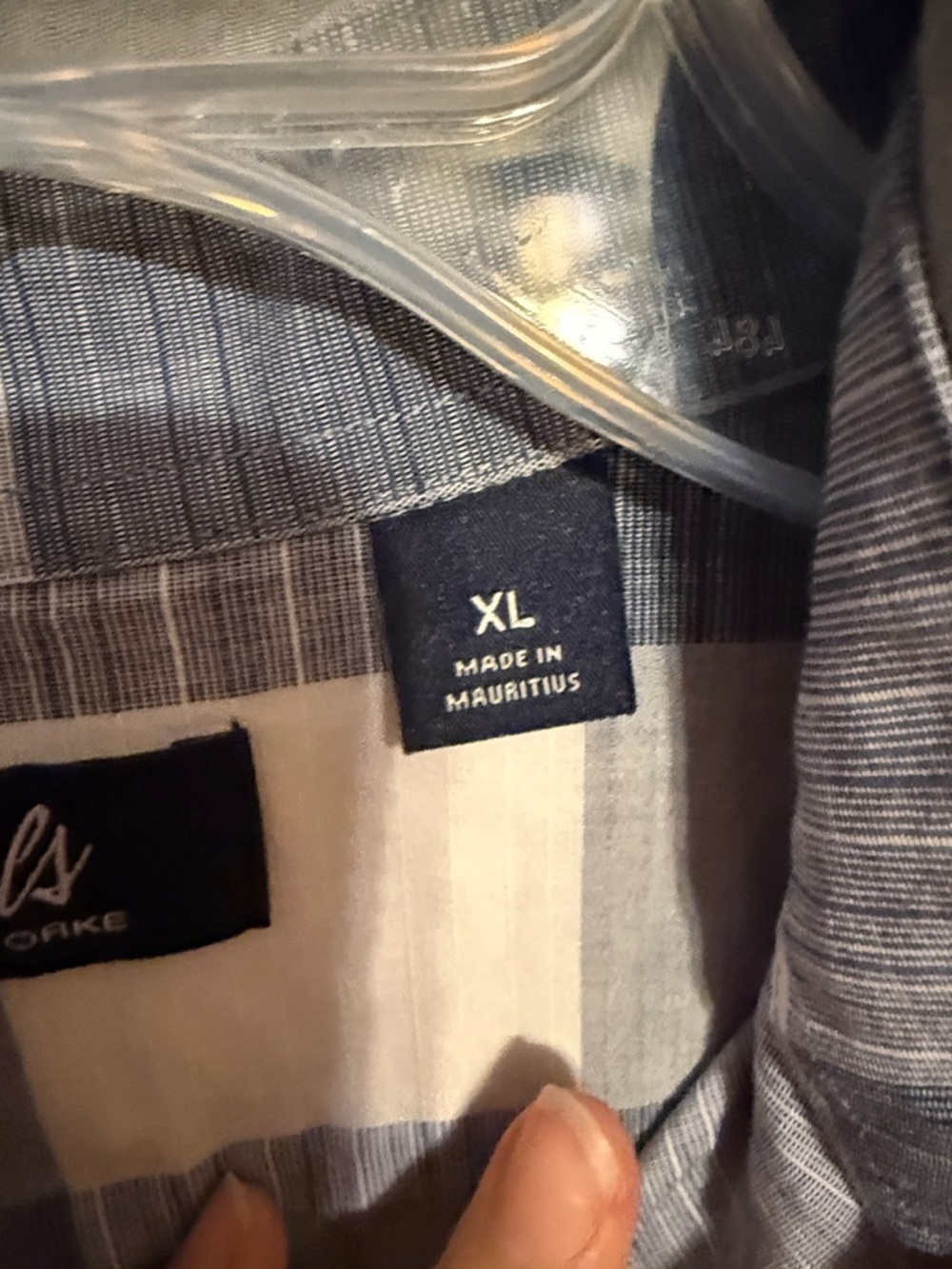 Roundtree & Yorke Blue and White Plaid Button-Down Shirt - Picture 3 of 3